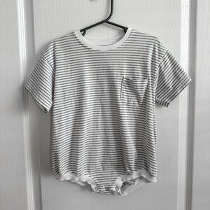 Winnie & Crew Grey & White Stripped Bubble Romper